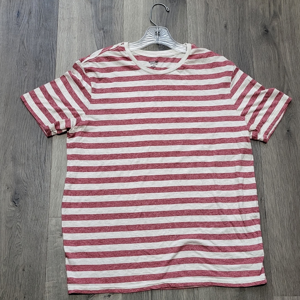 Mossimo Red and White Striped Short Sleeved Tee Shirt for Women Size Large